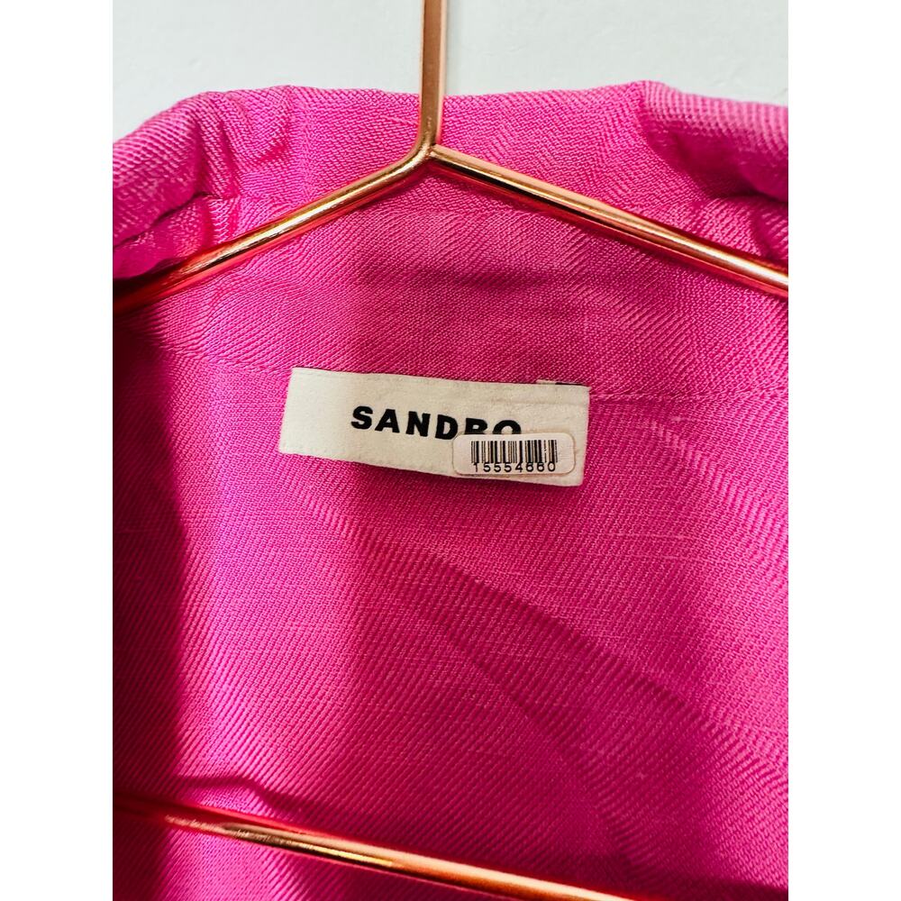 SANDRO Pink Collar Front Button Closure Asymmetrical Elvira Dress Size 36 - Picture 8 of 16